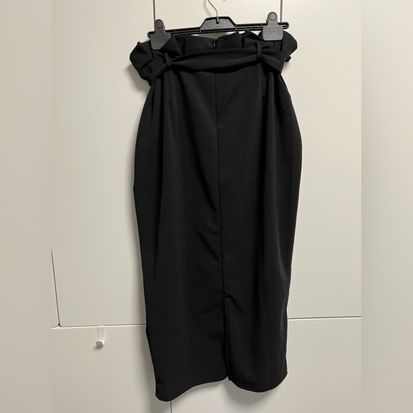 SHEIN Black Midi Pencil Skirt with Tie Front - Picture 8 of 10